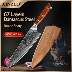 XINZUO coltelli da cuoco da 8.5 pollici ad alto tenore di carbonio cinese VG10 67 strati coltello da cucina damasco coltello in acciaio inossidabile Gyuto manico in palissandro