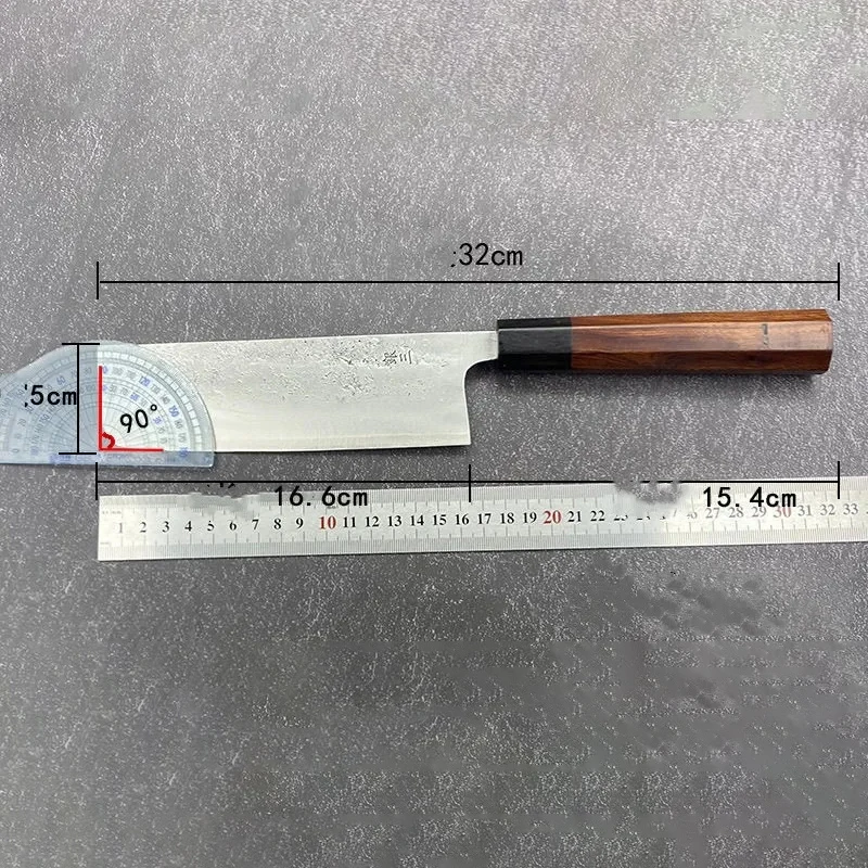 6.5 Inch Nakiri Knife Stainless Silver Steel No. 3 Blade Wood Handle Chef Cleaver Meat Slicing Vegetables Japanese Kitchen Knife