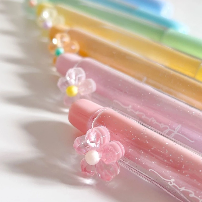  8 Color Retractable Fluorescent Highlighter Marker Pen Quick Drying Chiseled Tip
