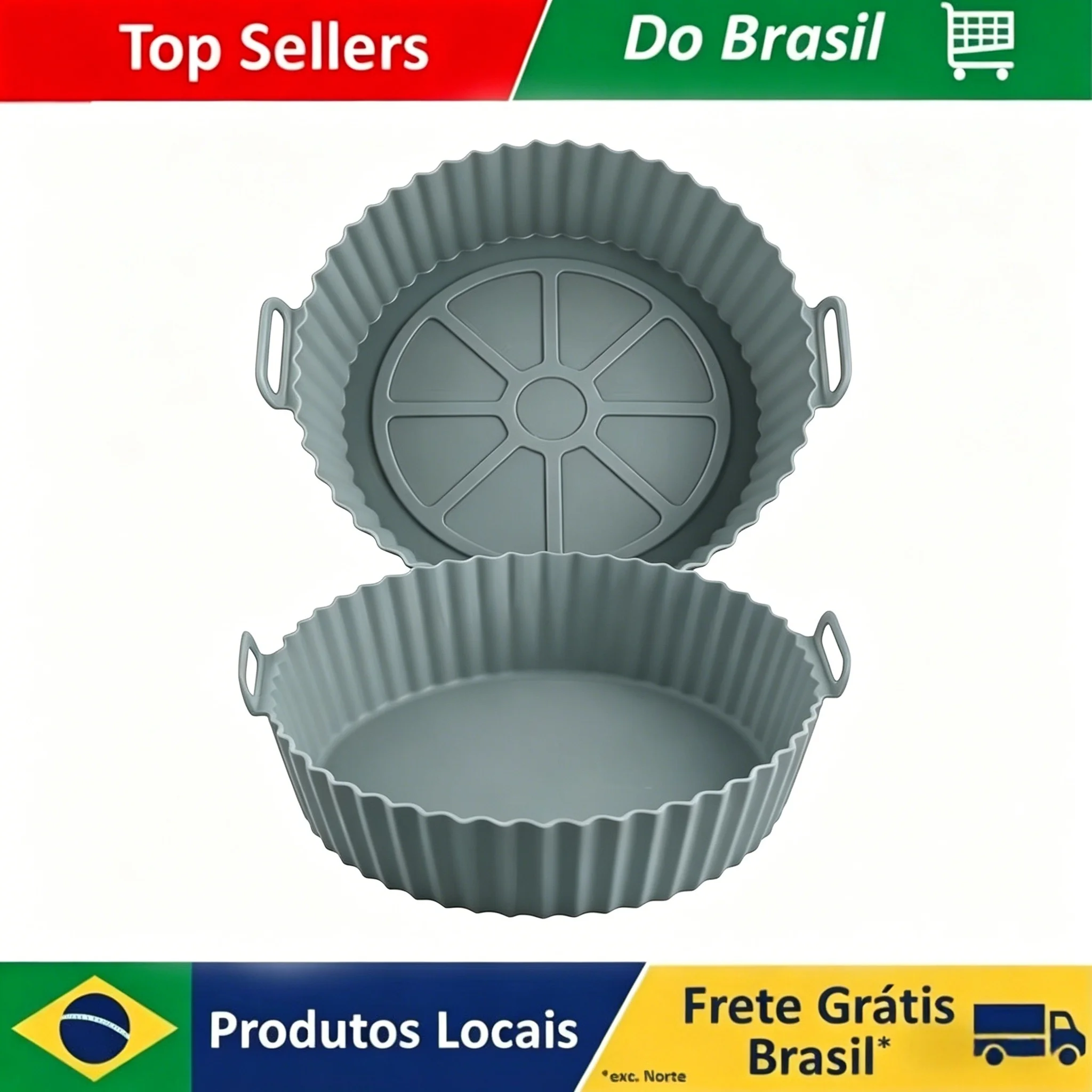 Cesto de Silicone Antiaderente Reutilizável para Fritadeira de Ar Quente - Utensílio de Cozinha para Assar e Cozinhar