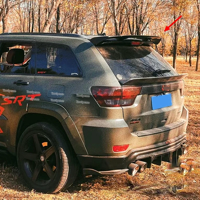 For Jeep Grand Cherokee 2013 2014 2015 2016 2017 2018 2019 2020 ABS Glossy Black/Carbon Color Rear Roof Spoiler Trunk Lip Wing