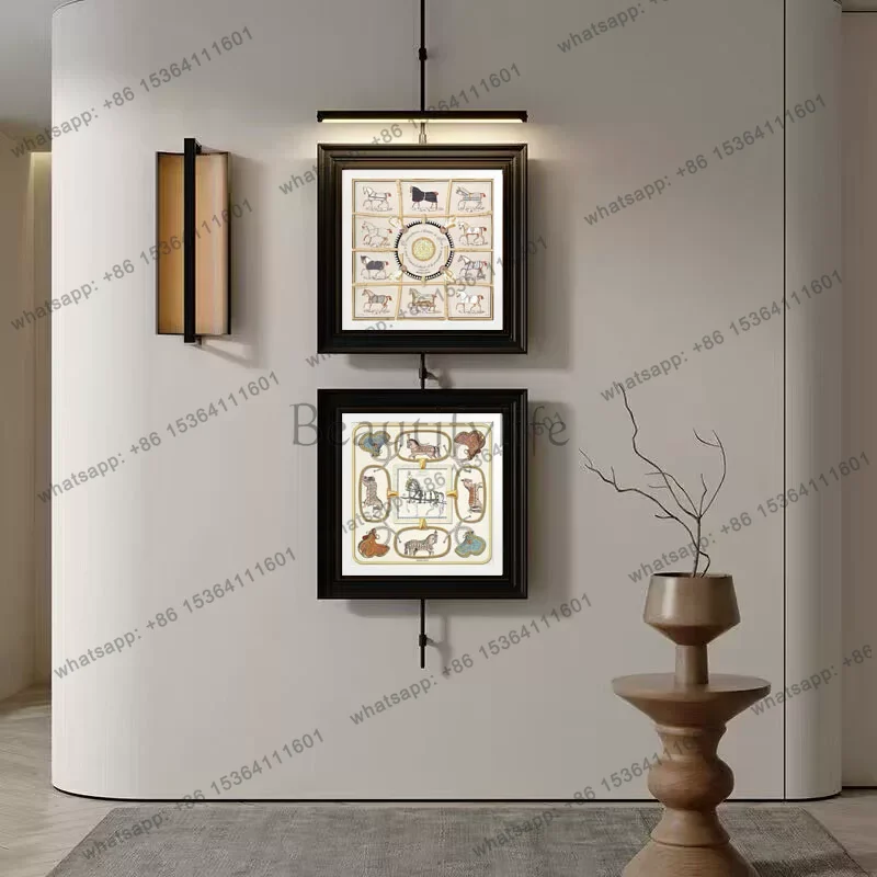 Factory Direct New Chinese high-end retro hanging painting wall hanging metal rod decorative painting