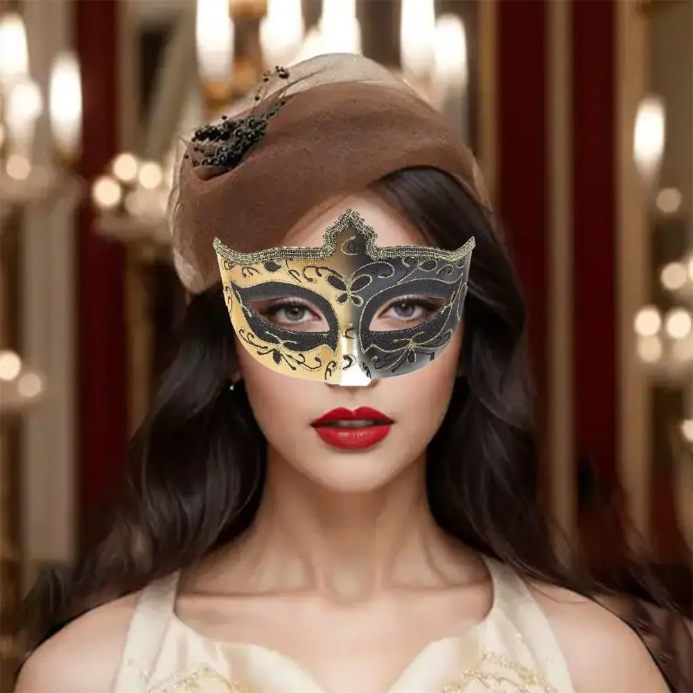 ปาร์ตี้คอสเพลย์ Props หน้ากากฮาโลวีนหน้ากากครึ่งหน้าพลาสติก Glitter หน้ากาก Carnival เครื่องแต่งกาย Props Phantom Dancer Mask