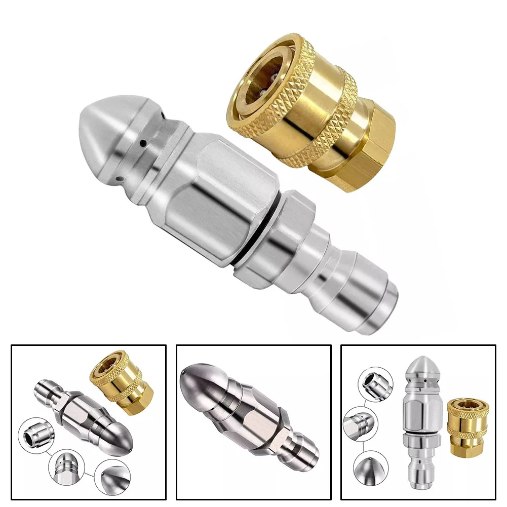 Drain Jetting Hose Nozzle Compact Accessories Stainless Steel Kit Compact Accessories Multi Purpose Use Nozzle Design