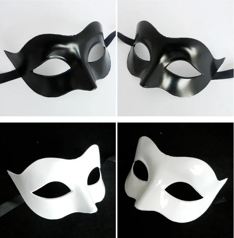 Demi-masque renard Sexy d'halloween, noir et blanc, accessoires pour le visage, spectacles de danse, déguisement de Festival, noël, mariage