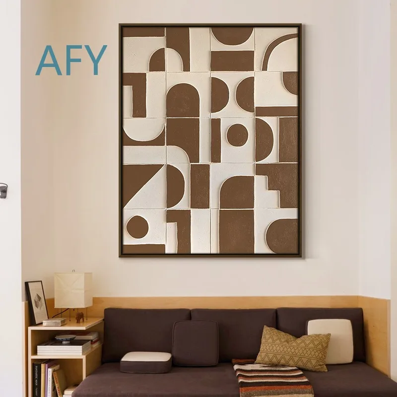 Wabi Sabi Decorative Wall Art for Japanese Entryway Modern Nordic Abstract Painting Floor Standing 3D Hotel Model Room Brown