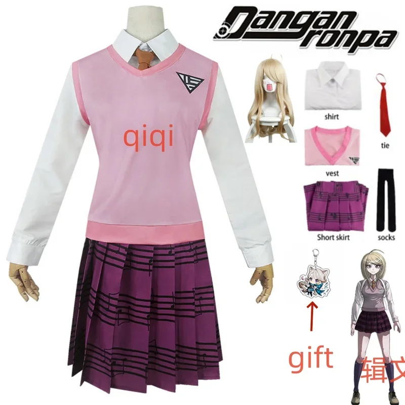 Danganronpa V3 Kaede Akamatsu disfraces cosplay vestidos de mujer anime camisa chaleco falda calcetines chica JK uniforme escolar