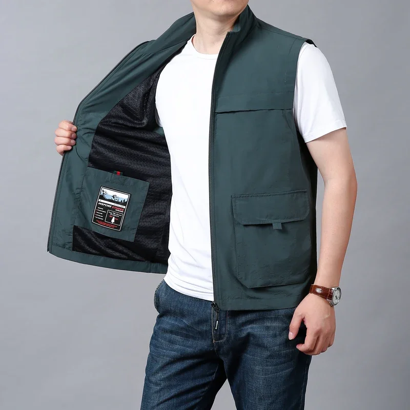 Vest Work Men's Multipockets Sleeveless Jacket Multi Pocket Camping Embroidered Summer Man Hunting Fishing Vests Professional