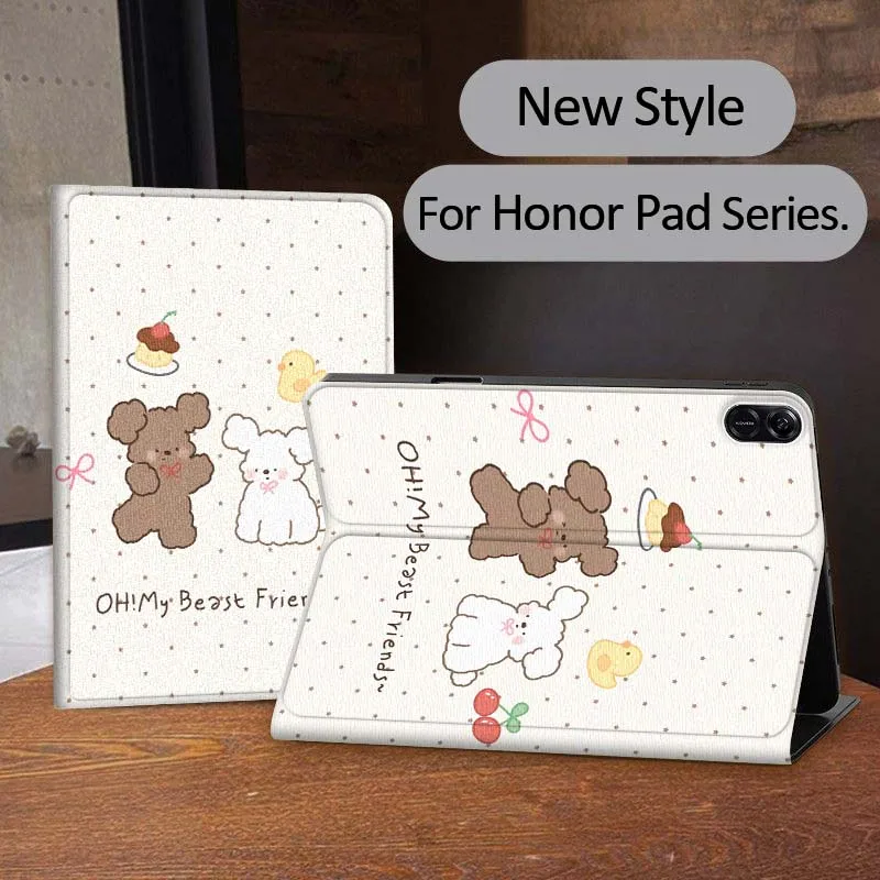 

Animal Cartoon Polka Pattern For Honor Tab Tablet MagicPad 3 6 7 X8 V7 V8 8 9 X9 X8a X9a 10 Pro Inch 2020 2021 Tablet Case