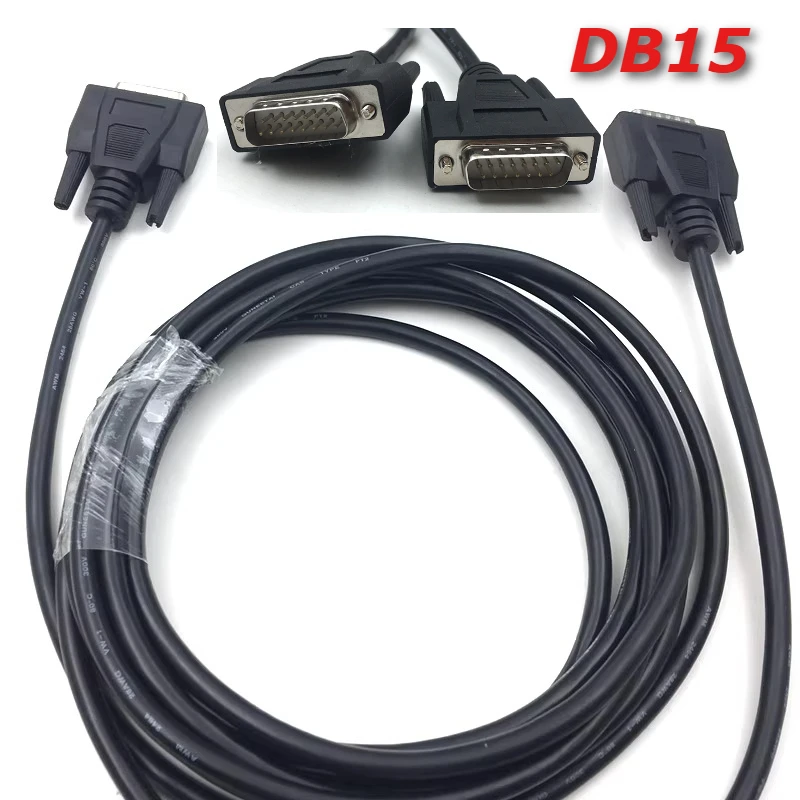 Cable de Conector Industrial DB15 Blindado para Puerto Serial, Macho a Macho, Hembra a Hembra, Línea de 2 Filas, Cable de Datos de Puerto Paralelo de 15 Pines