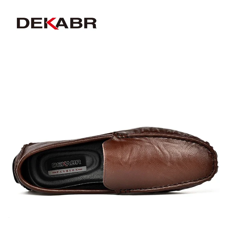 DEKABR Men High Quality Leather Loafers Men Casual Shoes Moccasins Slip On Flats Fashion Men Shoes Male Driving Shoes Size 38-47