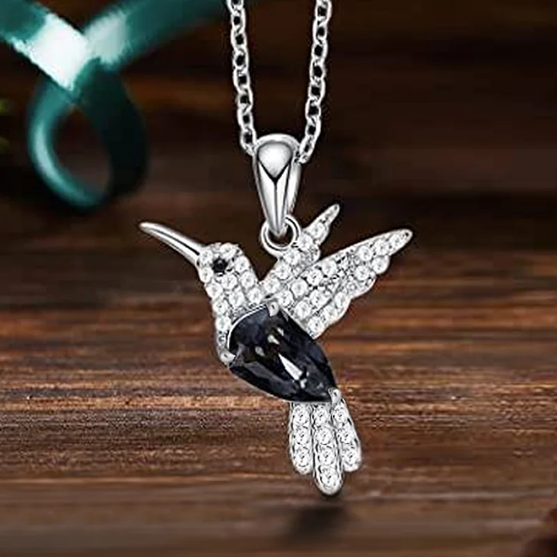 Huitan Elegante Halskette mit Vogel-Anhänger, eingelegt, glänzend, CZ, für Damen, Hochzeit, Party, Jahrestag, trendige, charmante Accessoires, Schmuck