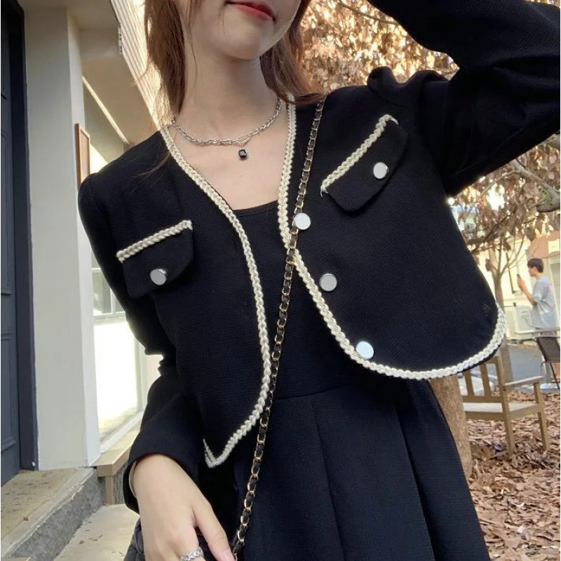 

2025Autumn New Little Style Internet Celebrity Color-Block Small+Strappy Dress Versatile Cover-Up Two-Piece