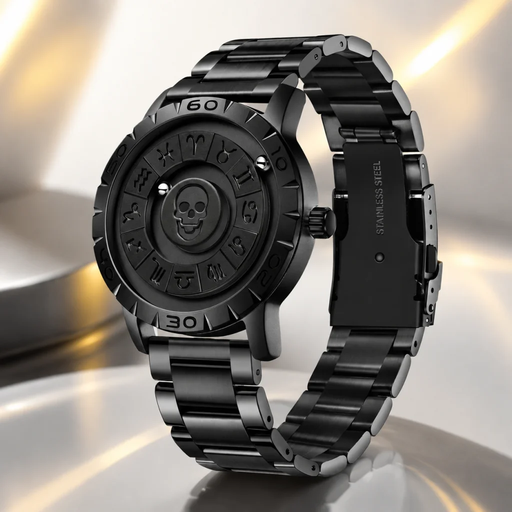 FOXBOX Outdoor Casual Man Watch Fashion Unique Creative Skull Dial Stainless Waterproof Constellation Zodiac Quartz Watches Male
