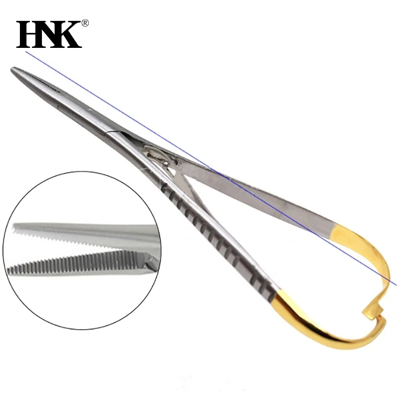 

1pc Dental Needle Holder Tweezers Orthodontic Mathieu Elastic Placement Ligature Tie Holder Stainless Steel Surgical Instrument