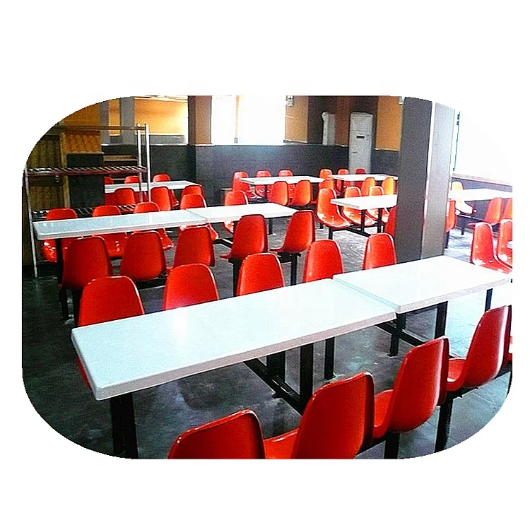 Dongguan Sanchuang Custom Fiberglass FRP Material Commercial Type Canteen Student Dining Table And Chair