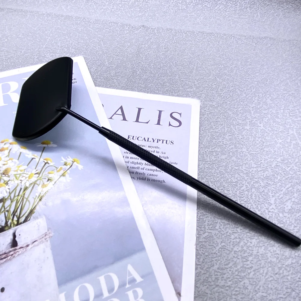 Espejo de pestañas de acero inoxidable, espejo de mango largo para comprobar extensiones de pestañas postizas, herramientas de maquillaje de injerto, 1 ud.