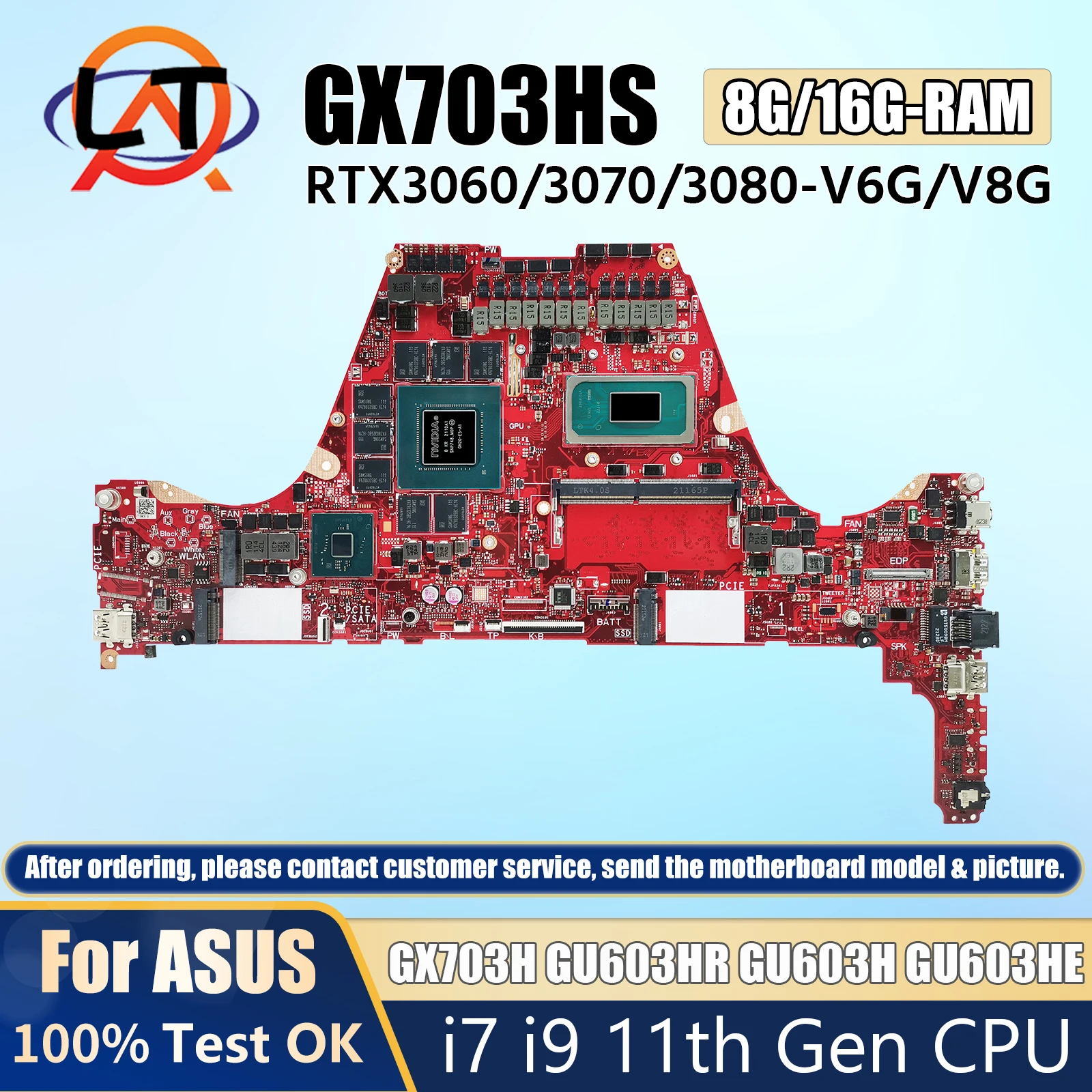 

GX703HS Laptop Motherboard For ASUS GU603HM GX703H GU603HR GU603H GU603HE GX703HR Mainboard I7 I9 RTX3060/3070/3080