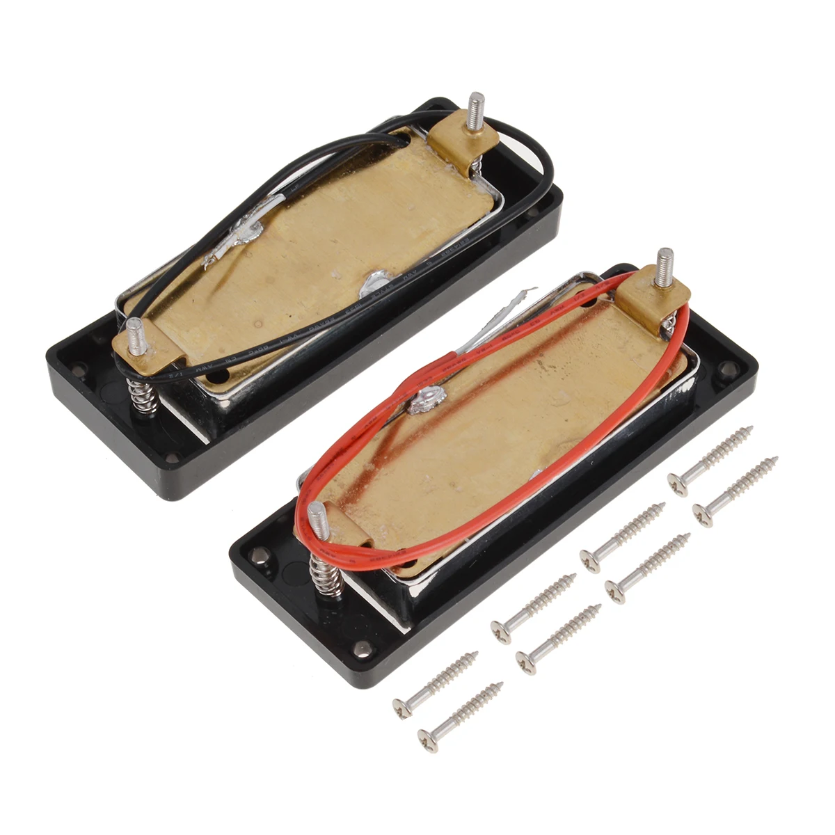 1Set Mini Humbucker Pickups Bridge and Neck Set for Electric Guitar Parts Chrome with Black Frame