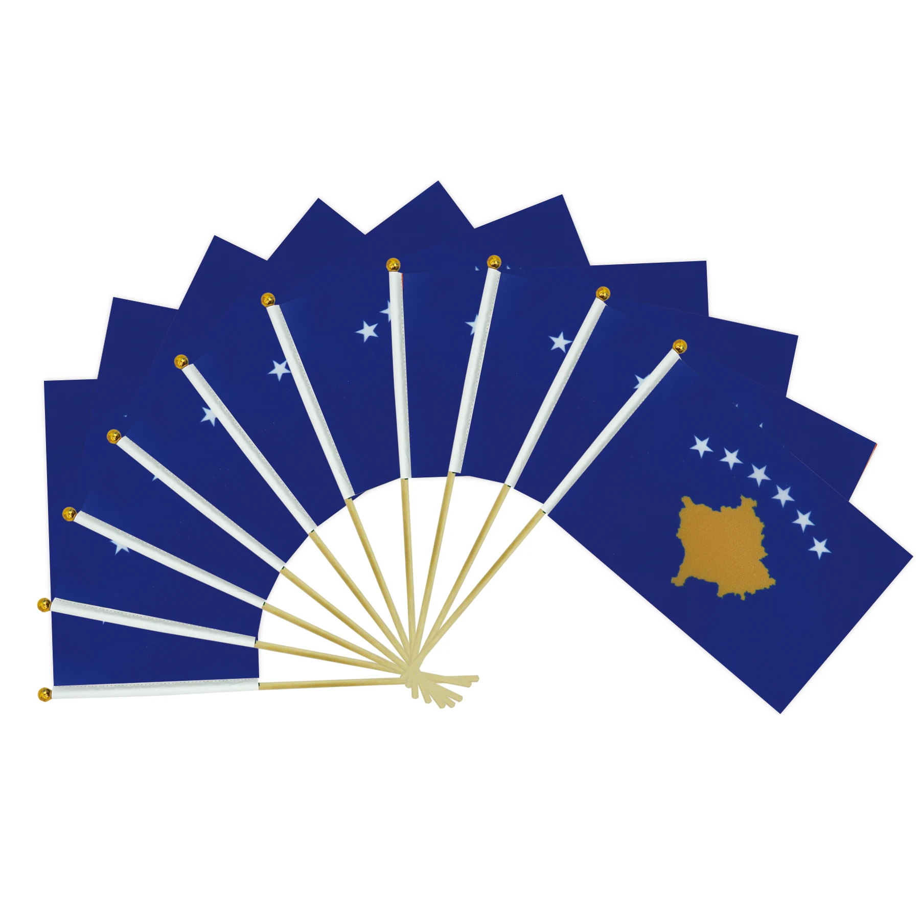 Kosovo 14x21CM Hand Flags National Flags For Indoor and Outdoor Decorations(10pcs/1set)