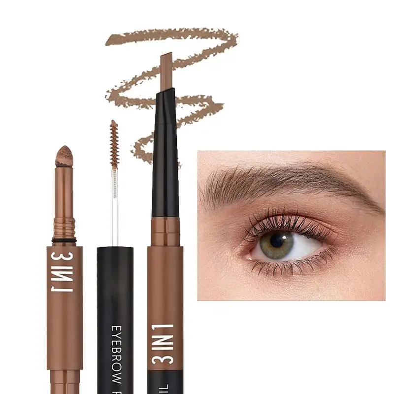 Triangle Eyebrow Pencil Brow Pencil Double-Head Natural 3-in-1 Waterproof Long-lasting Makeup Accessories Eyebrow Tool for Fine