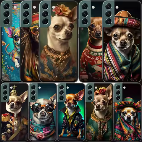Chihuahua Dog Fashion Phone Case For Samsung S25 Edge S24 FE Galaxy S22 Ultra S21 Plus S20 S23 S10 Plus Cover Silicone Soft Coqu