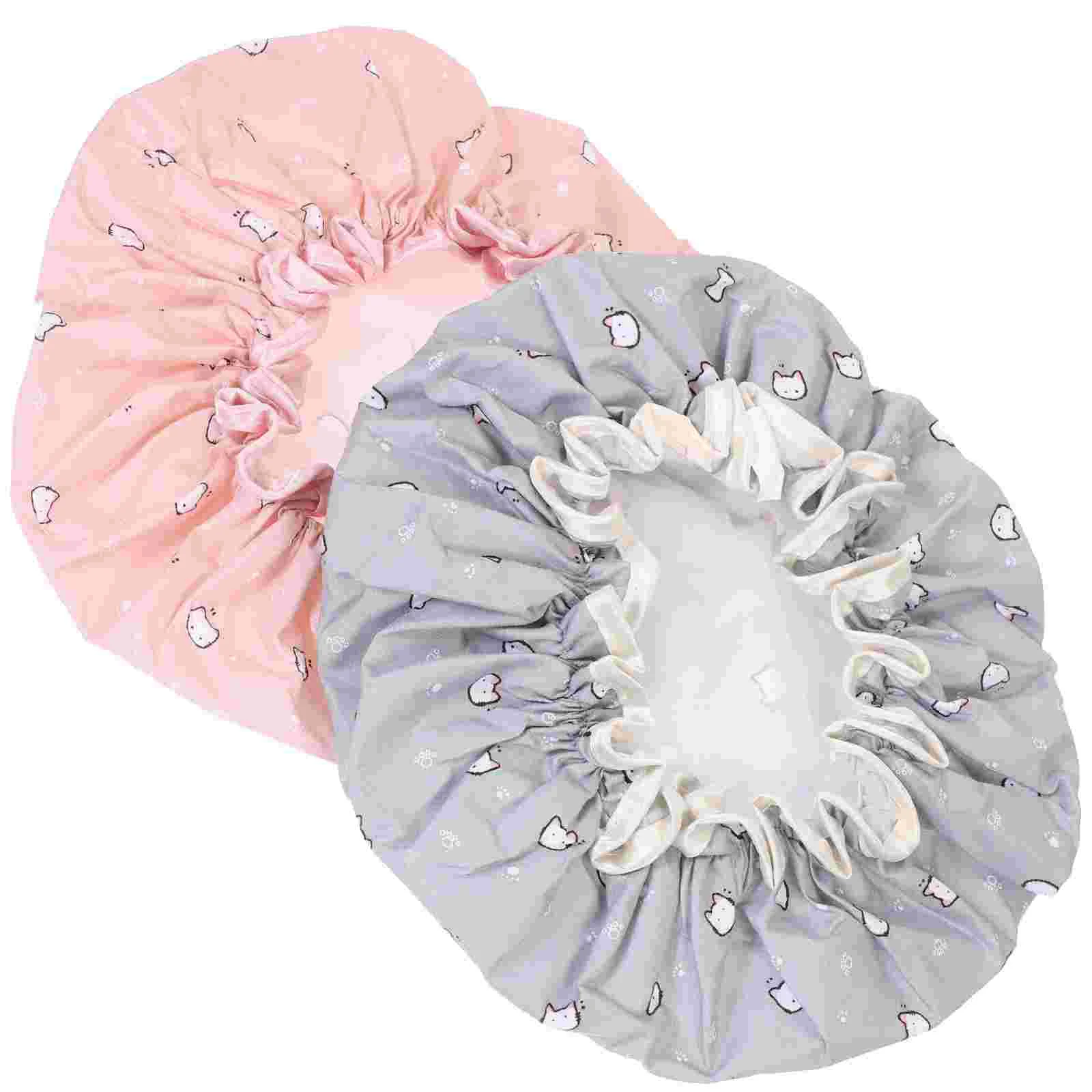 2 Pcs Elastic Shower Cap Breathable Hats for Men Hair Womens Water Proof Women's