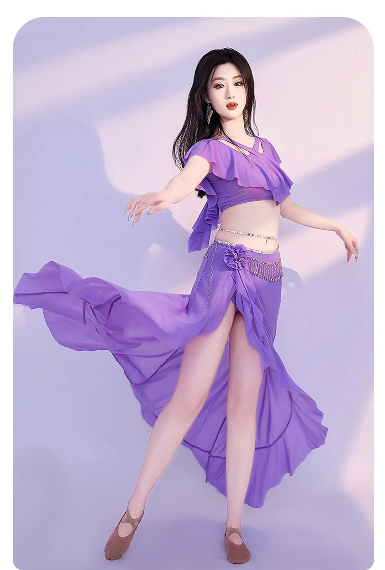 Neues Bauchtanz-Performance-Kostüm für Damen, bequemes und atmungsaktives Mesh-Set für Mädchen, orientalische Tanz-Übungskleidung