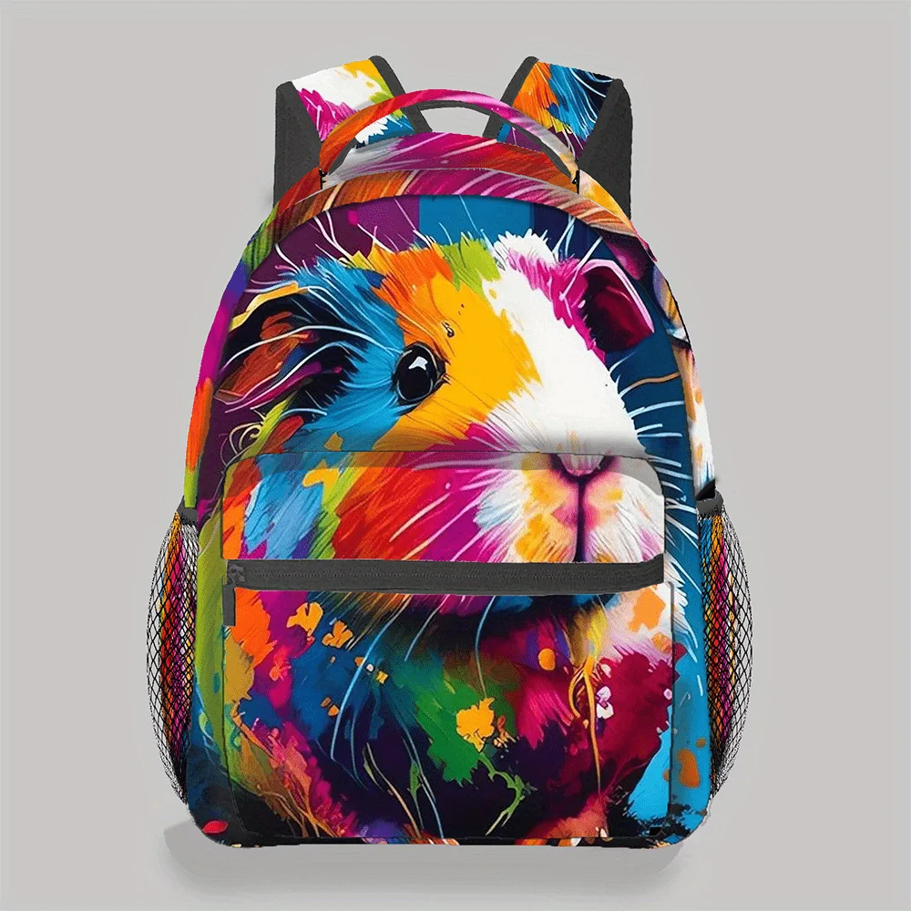 Colorful Guinea Pig Print Backpack Vibrant Artistic Animal Pattern School Bag Casual Daypack For Kids Teens Students Travel Use
