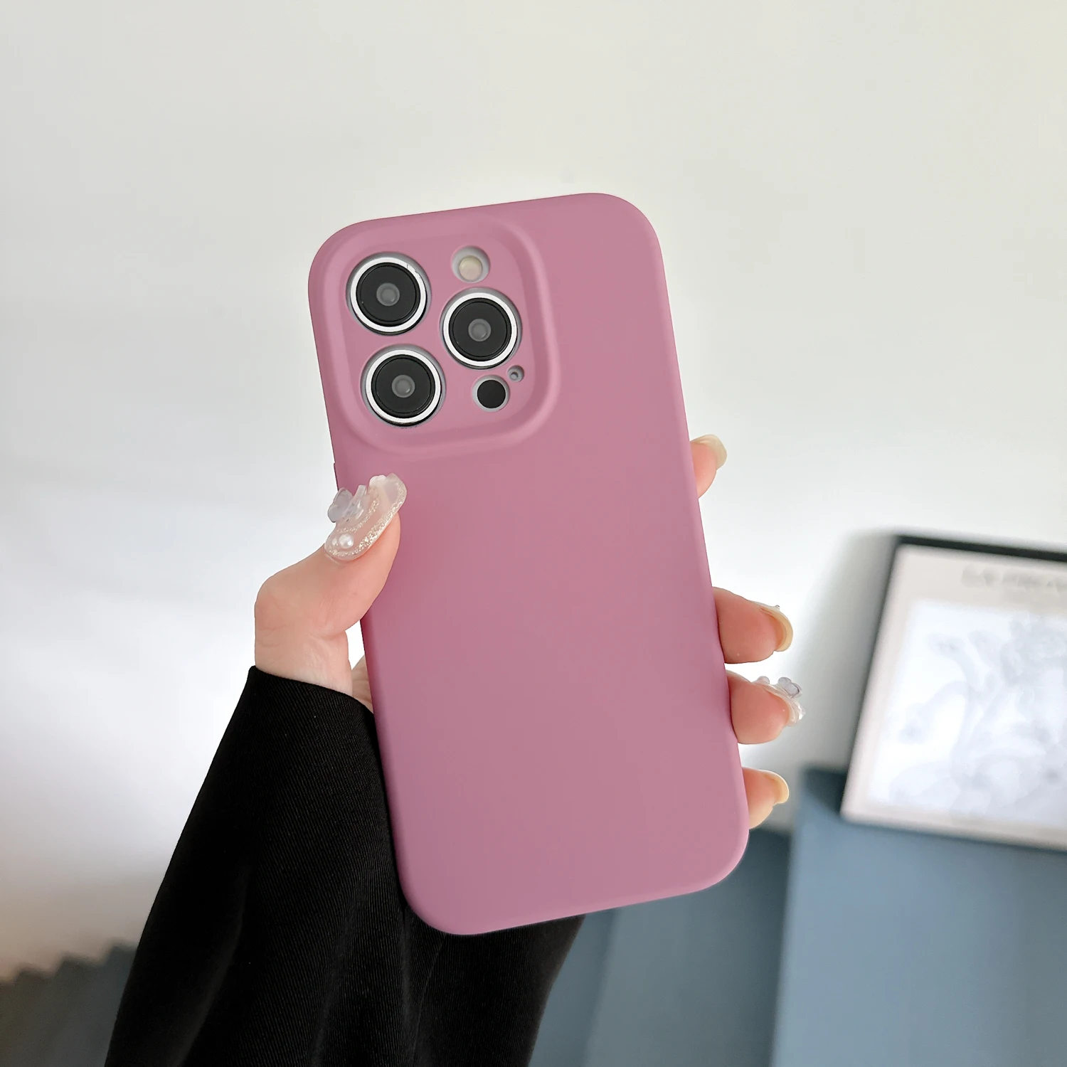 Luxury Microfiber Linning Liquid Silicone Case for iPhone 14 Pro Max 12 13 Pro 14 Plus Full Lens Protection Smooth Rubber Case image 5