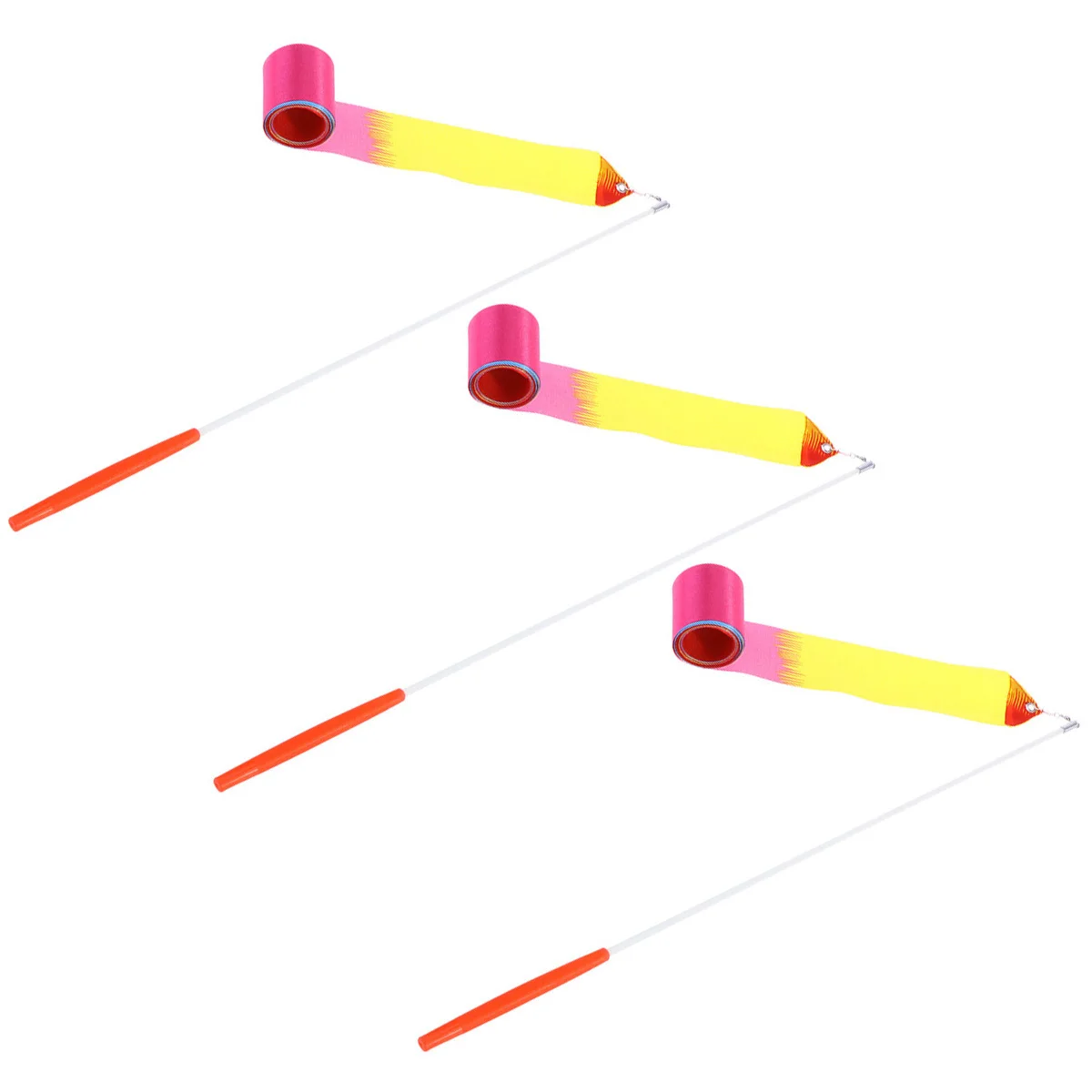 

3pcs 4 Meters Colorful Gymnastics Ribbons Handles Kids Dance Art Streamers Rhythmic Ribbon Baton Twirling Rod Exercise Equipment