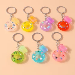 Cute Rein Simulation Swim Ring Keychain Ice Cream Key Rings Pendants for Key Holder Women Girls Handbag Decor Jewelry Gifts