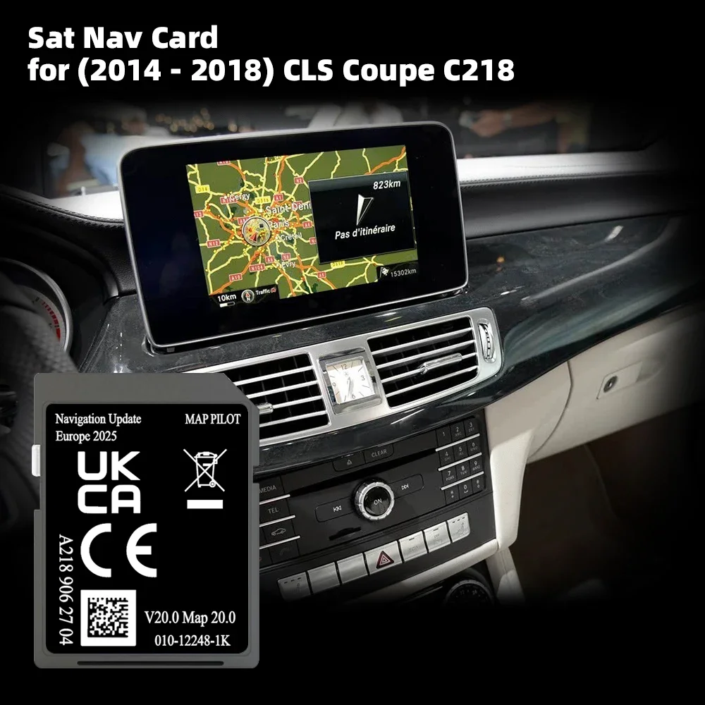 

A218 V20 fitting with for Mercedes CLS from 2014 GPS Cover Germany Spain Map Sat Nav Memory Card