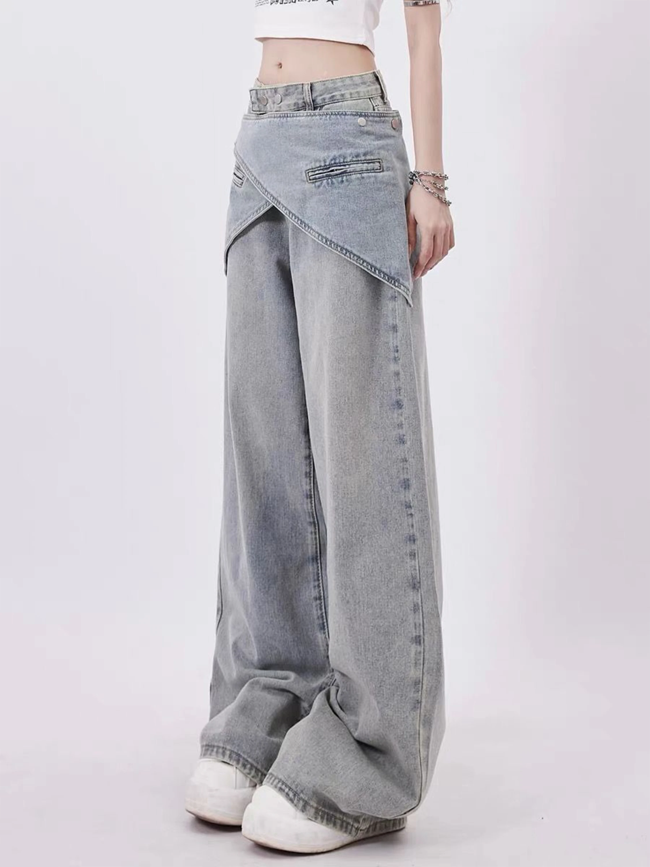 Women's Blue Y2k Skirt Jeans Harajuku Vintage Baggy Denim Trousers