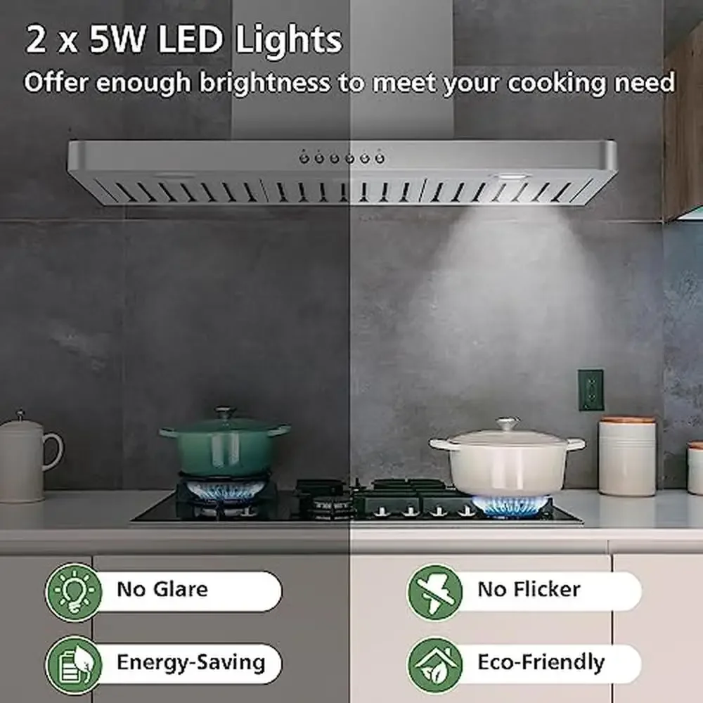 ステンレス鋼の壁に取り付けられたキッチンレンジフード、LEDライト、4速ファン、超薄型ボディ、煙突、お手入れが簡単なフィルター、900 cfm、30インチ