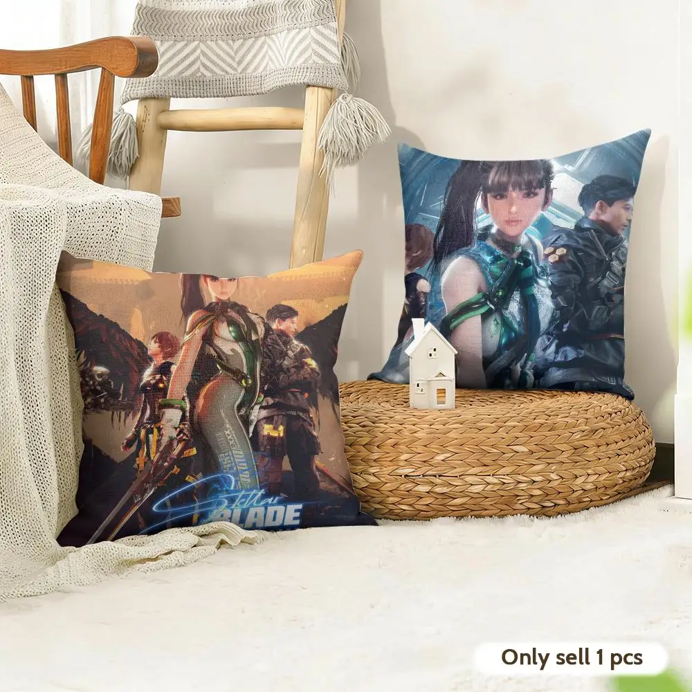 Video Game S-Stellar B-Blade Cushion Cover Organic Linen Square Pillow Case Durable Non-Allergenic And Kind To Skin