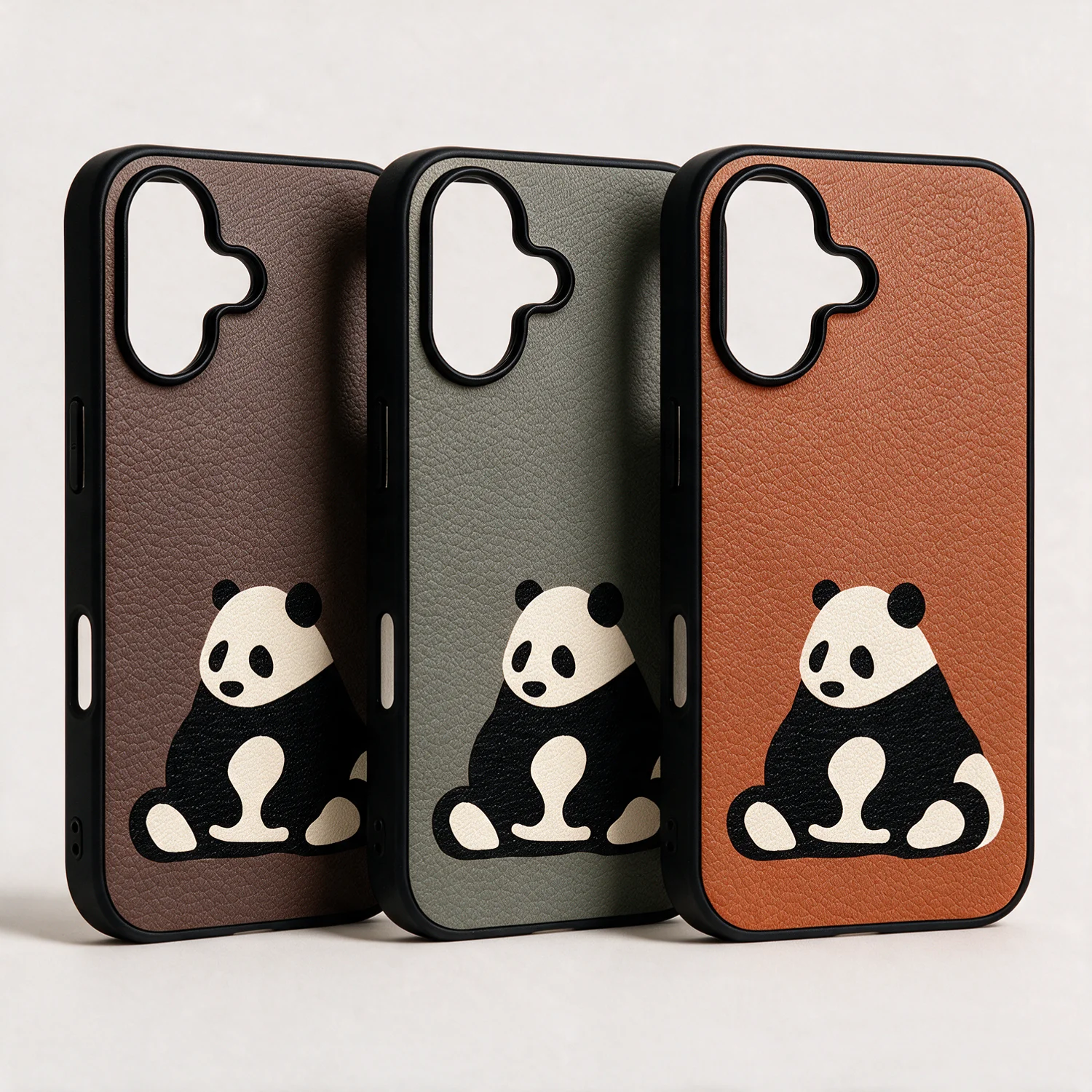 For Apple IPhone 16 17 Case Phone Luxury Genuine Leather Phone with Cat Panda Pattern Design IPhone17 16 Women Anti-fall Covers