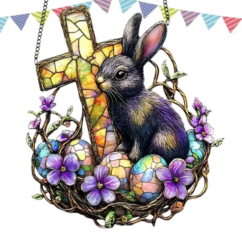 Easter Ornaments for Tree 2D Acrylic Ornaments Bunny Ornaments Festive Easter Decor Decorative Pendant with a Chain for Family