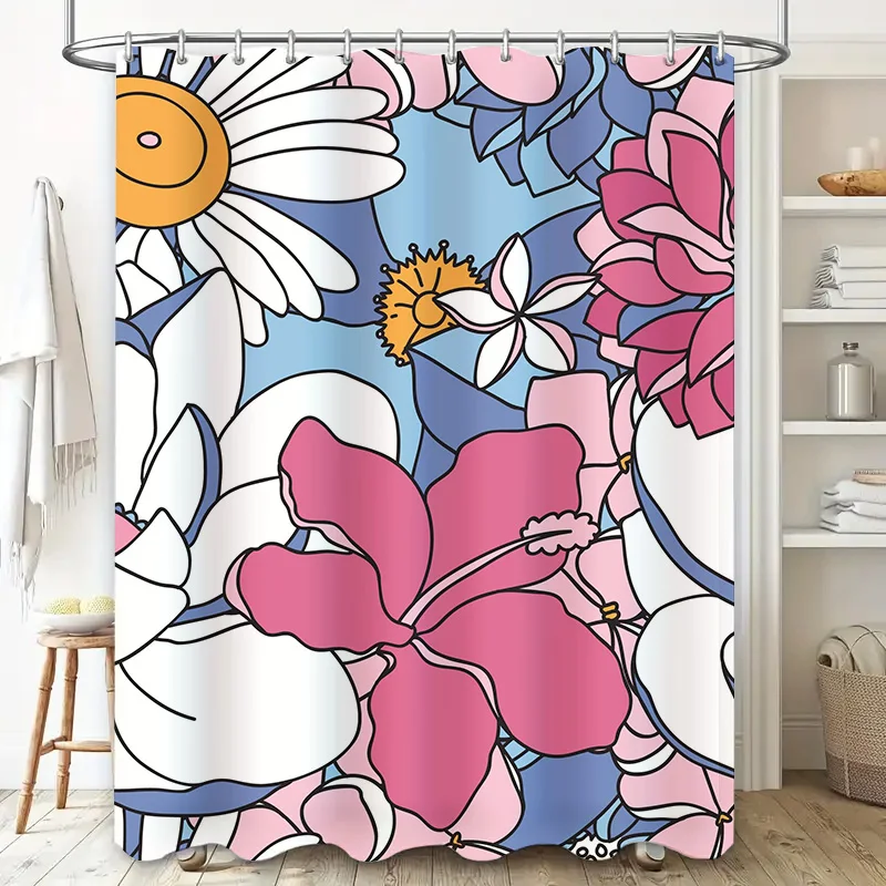 Conjunto de cortina de ducha con estampado floral vintage, decoración de baño impermeable para decoración del hogar