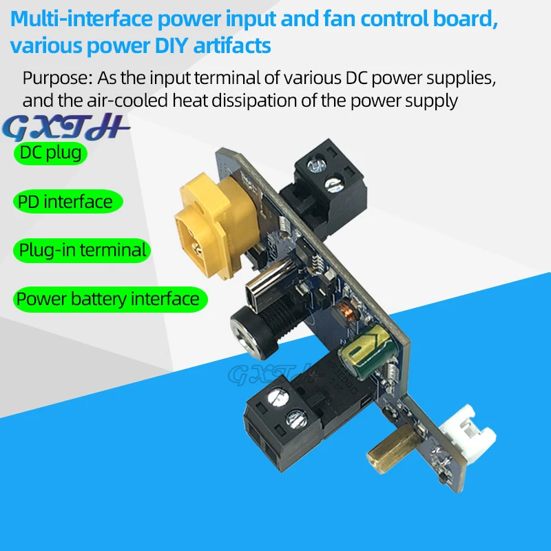 Multi-interface Power Input And Fan Control Board Various Power DIY Modules Three-gear Adjustment DC6.0-70V