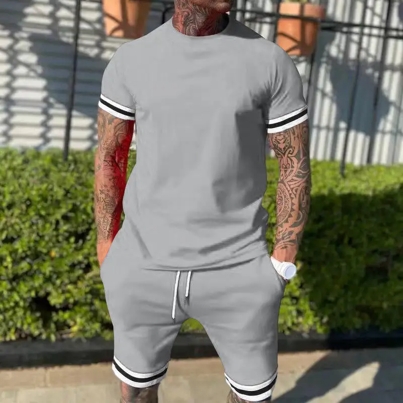 

Casual Sportswear Set for Men 2024 Independent Station Short Sleeve Shorts Two-Piece Spring Summer Outfit Young Adults