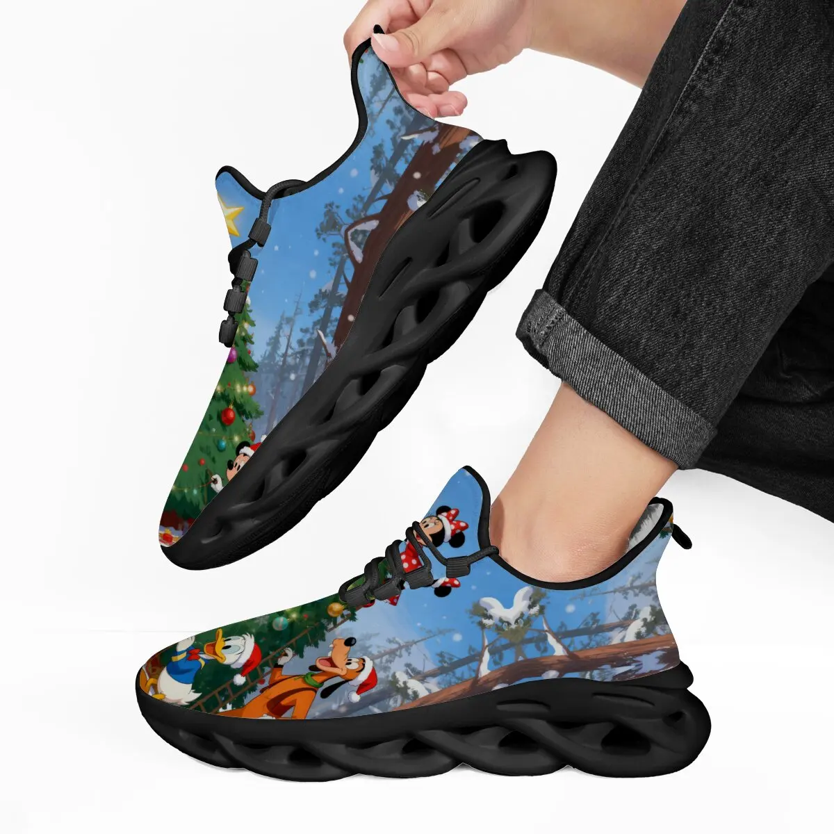 

Повседневные кроссовки для мужчин и женщин, зимние рождественские спортивные кроссовки Disney на флисовой подкладке, модная обувь на платформе, Zapatillas Mujer