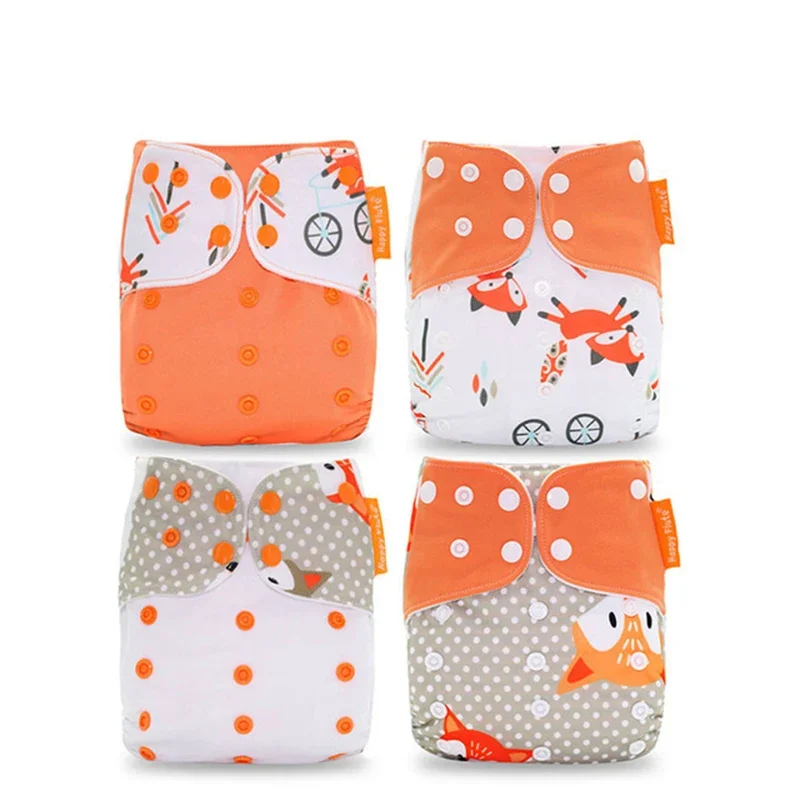 4Pcs Set Pocket Diaper Washable & Reusable Absorbent Ecological Diaper Cover Adjustable Baby Nappy Environmentally diapers