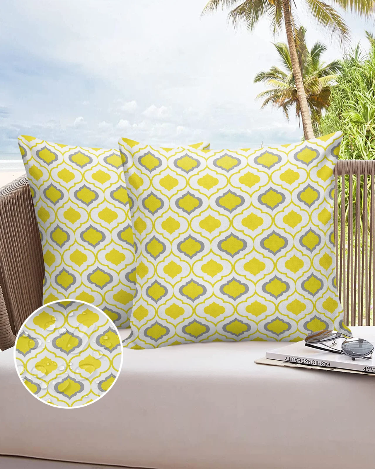 2/4PCS Outdoor Garden Chair Waterproof Cushion Cover Yellow Grey White Moroccan Home Decor 40/45/50/60/66cm Pillow Case