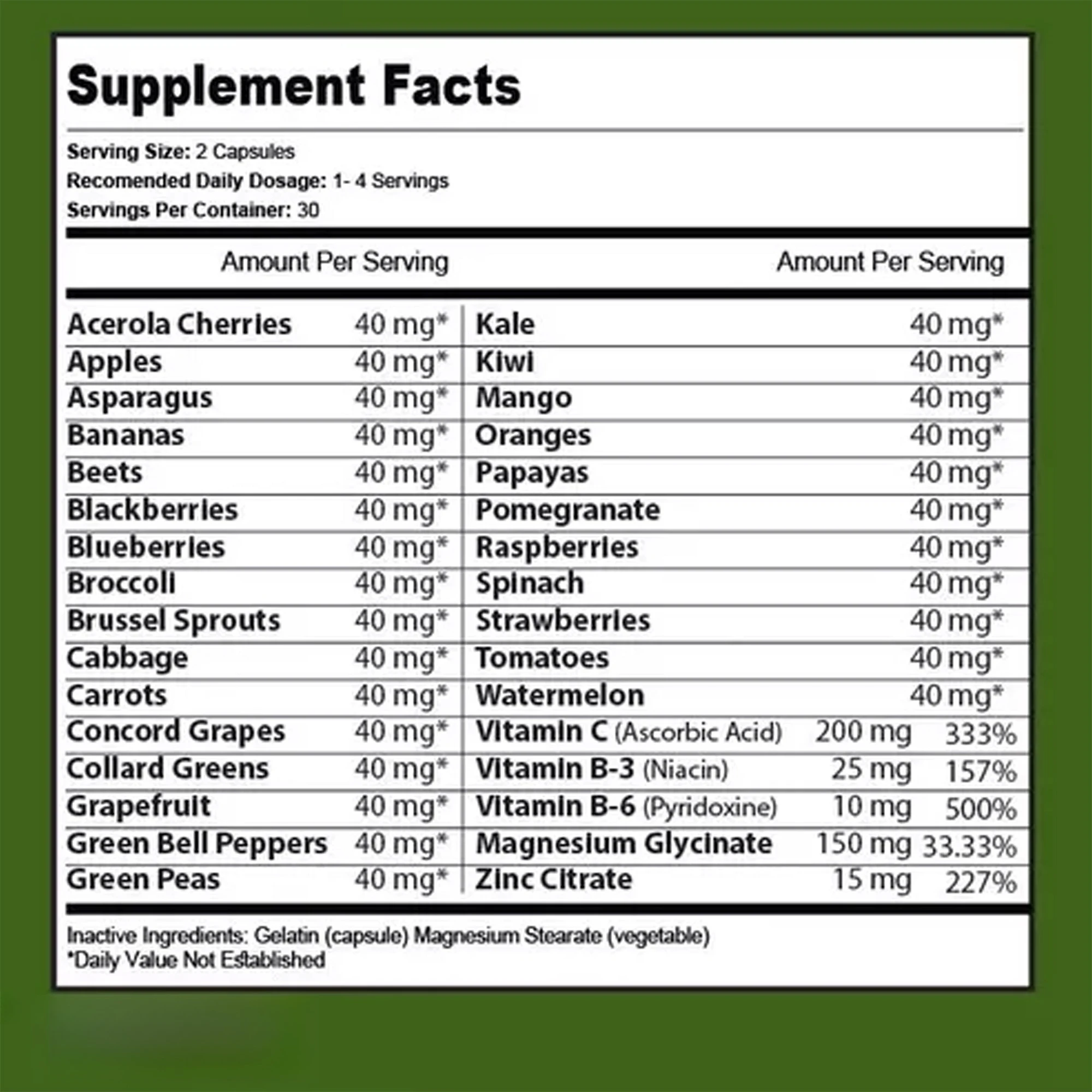 Fruits and Veggies Supplement - Contains 27 Fruits and Vegetables, Boosts Digestion, Detoxification, and Immune Support