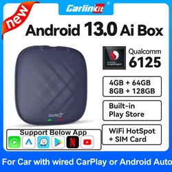 2026 NEW CarlinKit CarPlay Ai Box Qualcomm QCM6125 8-Core CPU Android 13 Wireless Carplay Android auto GPS For Wired CarPlay Car
