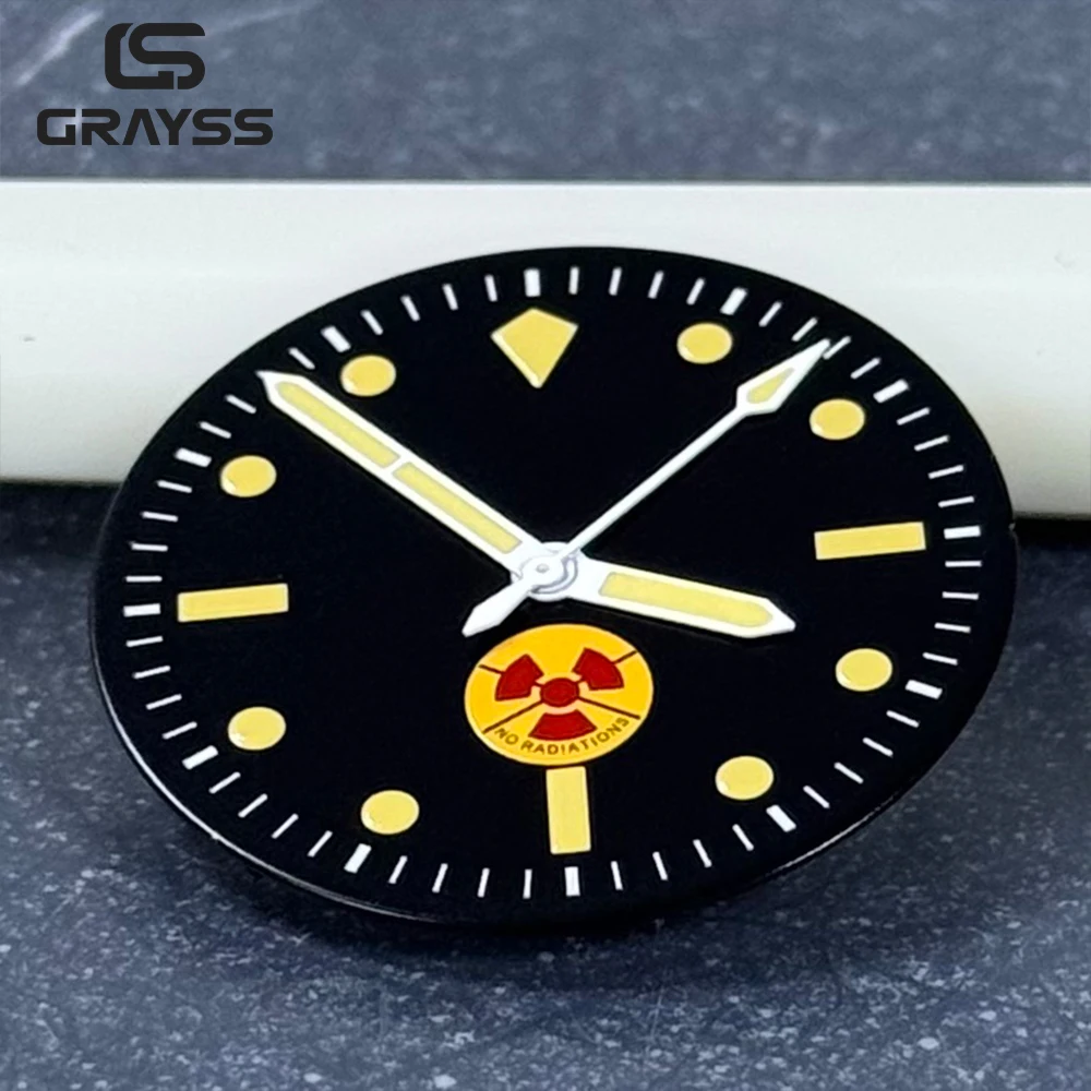 Не излучение подходит для часов 50 FATHOMS 28,5 мм, циферблат, аксессуары для циферблата, светящаяся белая стрелка, подходит для NH35 NH36, автоматический механизм