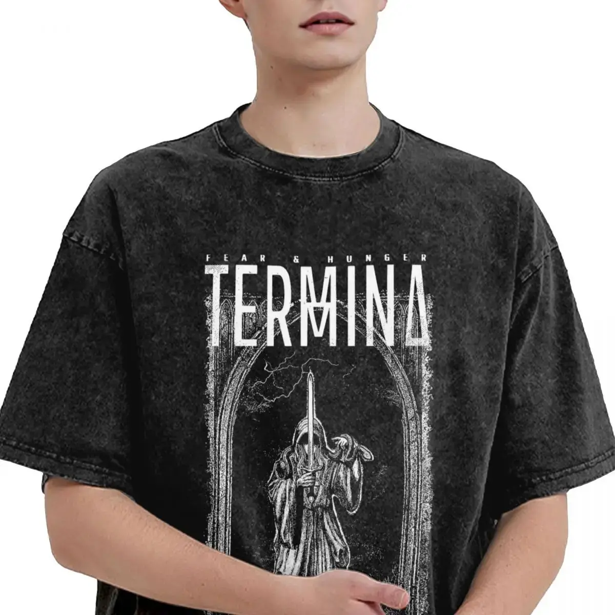 Fear and Hunger Termina Kaiser The Yellow King T-Shirt  Washed T Shirt Harajuku Streetwear 100% Cotton Round Neck T-shirt Unisex