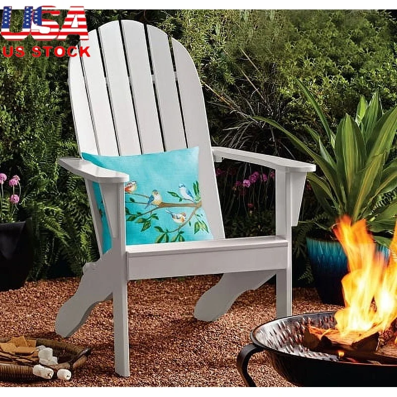 

Wood Outdoor Adirondack Chair Weather Resistant Garden Patio Lounge Chair Comfortable Relaxation Seating Backyard Deck Porch