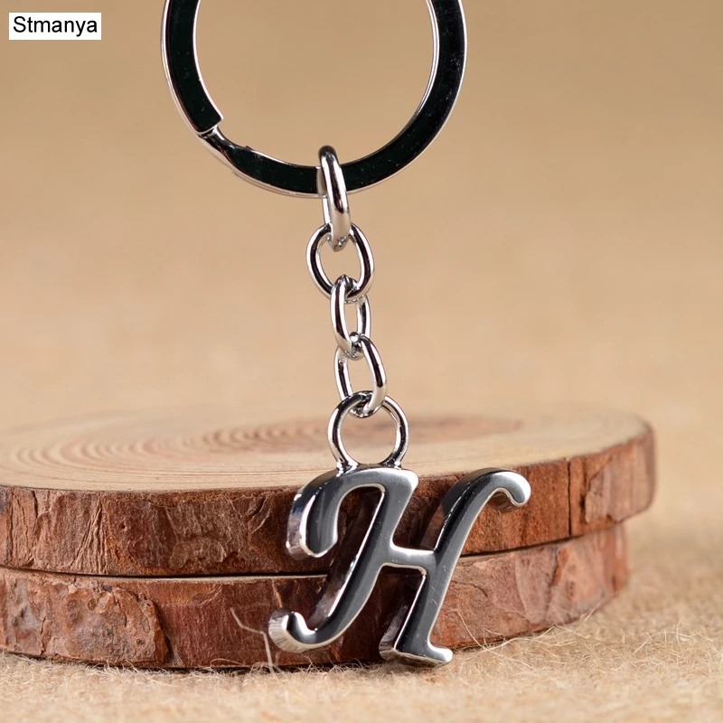 NEW Simple DIY 26 Letter key Chain Simple Letter Men Women Metal Keychain Party Gift Jewelry Car Key Ring Name Key Holder